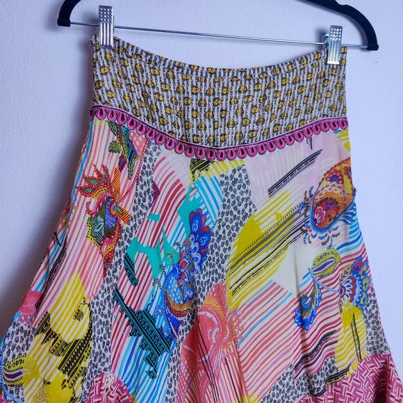 Bhanuni by Jyoti Camella Tie Front Ruffled Colorful Boho Midi Skirt 2 *Patched - Picture 7 of 16
